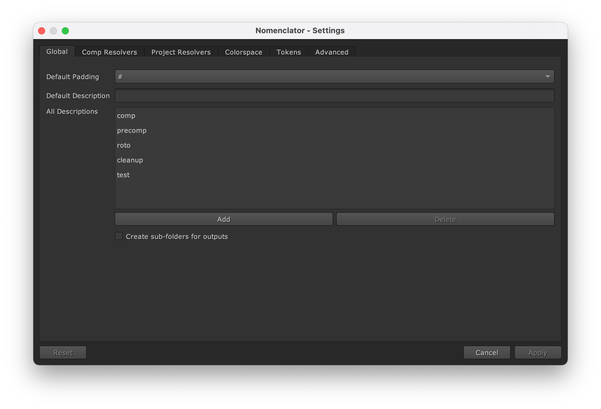 Settings Dialog